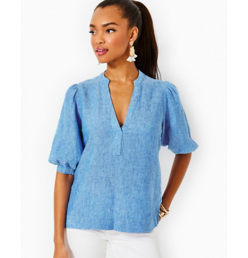 Mialeigh Elbow Sleeve Linen Top