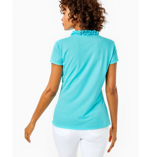 UPF 50+ Luxletic Frida Ruffle Polo Top