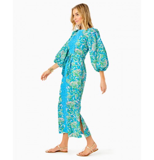 Barbara 3/4 Sleeve Cotton Maxi Dress