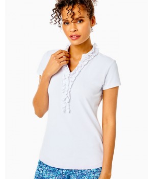 UPF 50+ Luxletic Frida Ruffle Polo Top