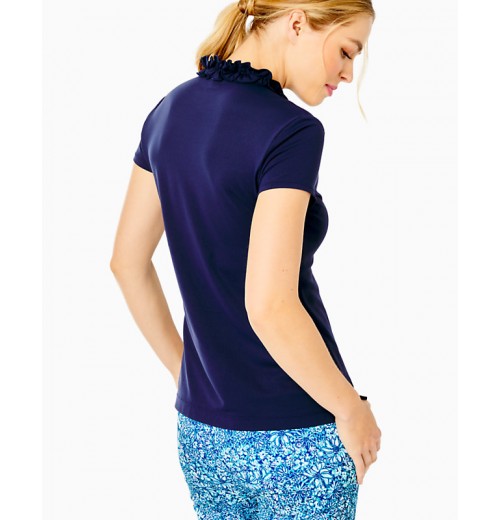 UPF 50+ Luxletic Frida Ruffle Polo Top