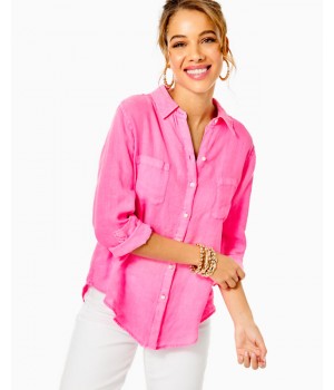 Sea View Linen Button Down Top