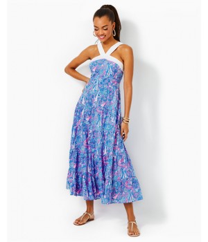 Jenette Cotton Halter Maxi Dress