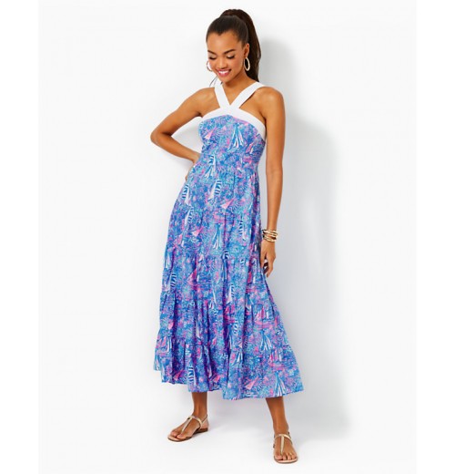 Jenette Cotton Halter Maxi Dress